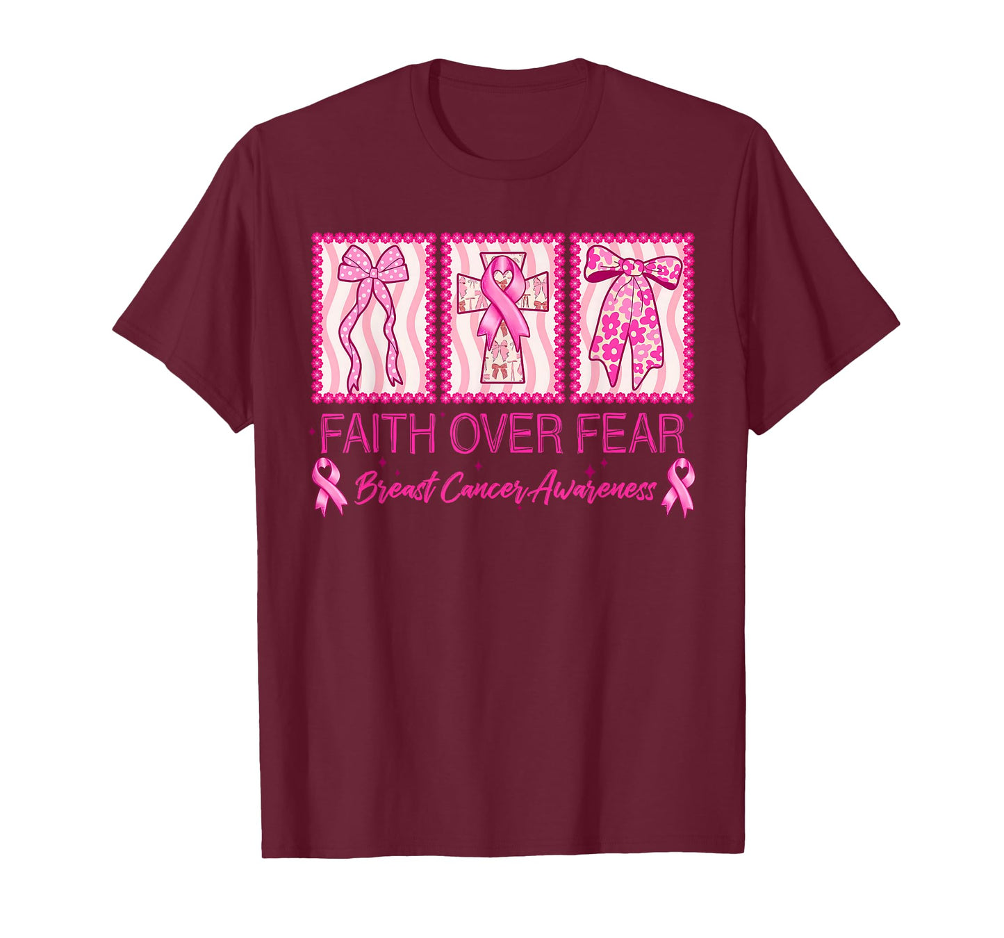 Faith Over Fear Breast Cancer Awareness Christian Religious T-Shirt