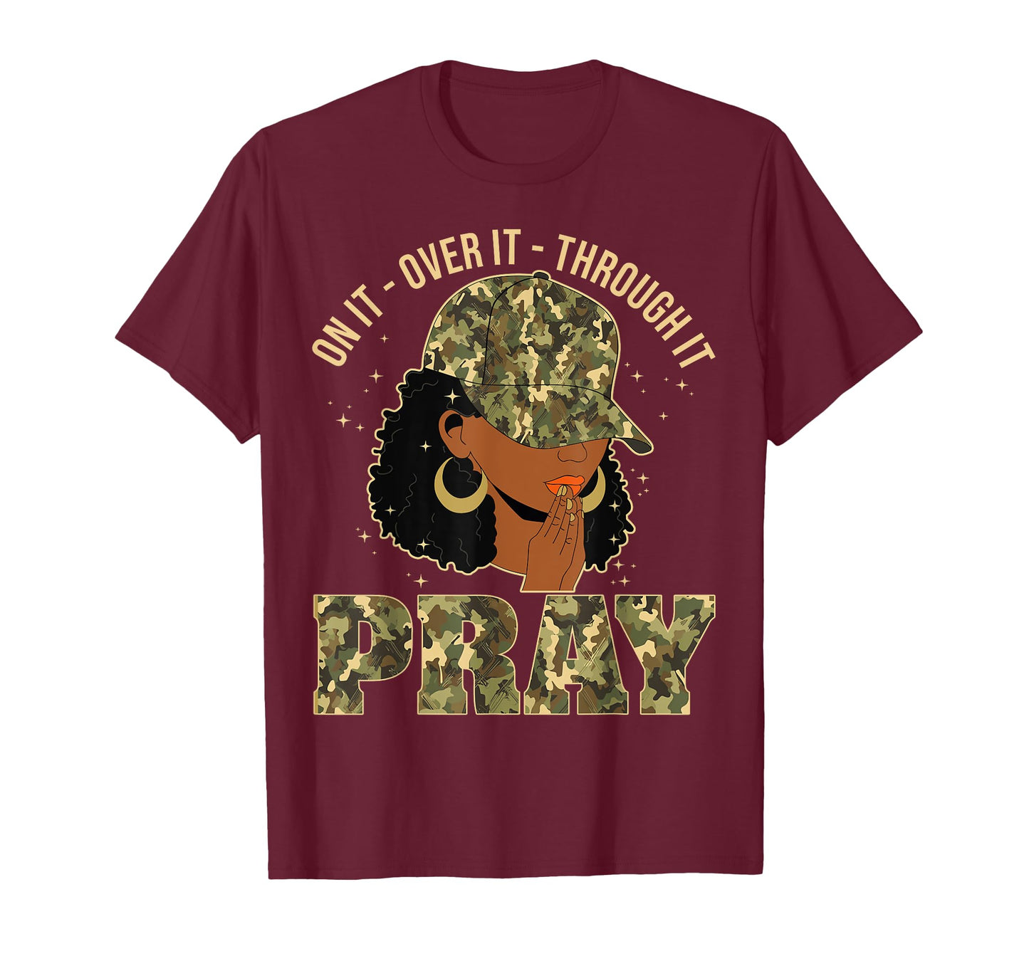 Pray On It Pray Over It Black Woman Afro Christian Sayings T-Shirt