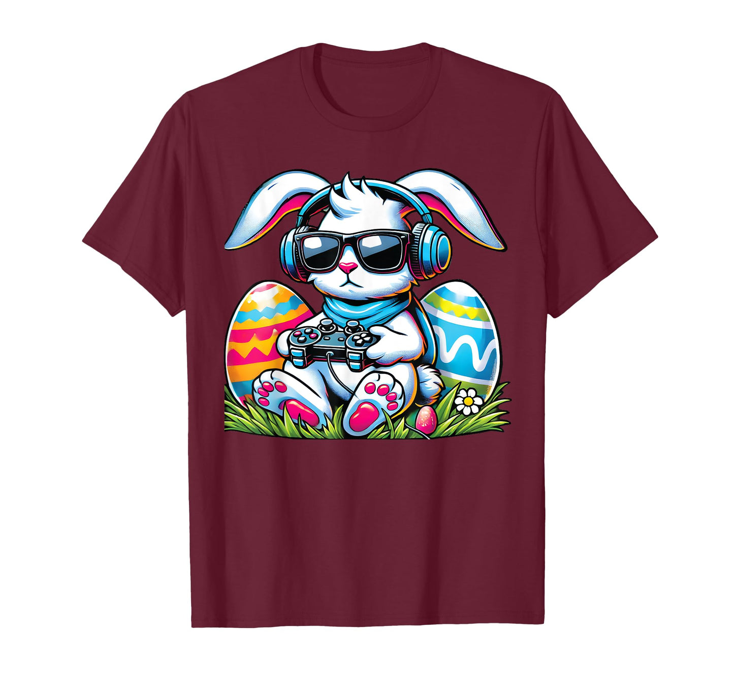Happy Easter Bunny Playing Game Funny Boys Girls Kids Gamer T-Shirt
