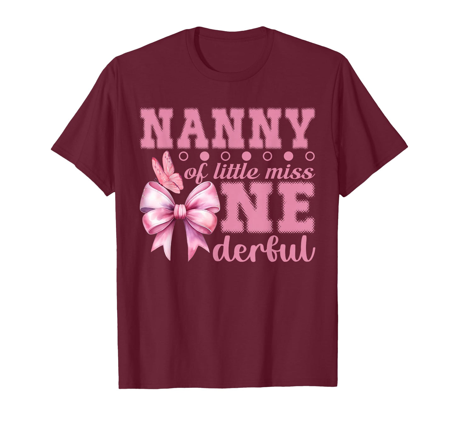 Nanny of Little Miss Onederful First Birthday Pink Bow T-Shirt