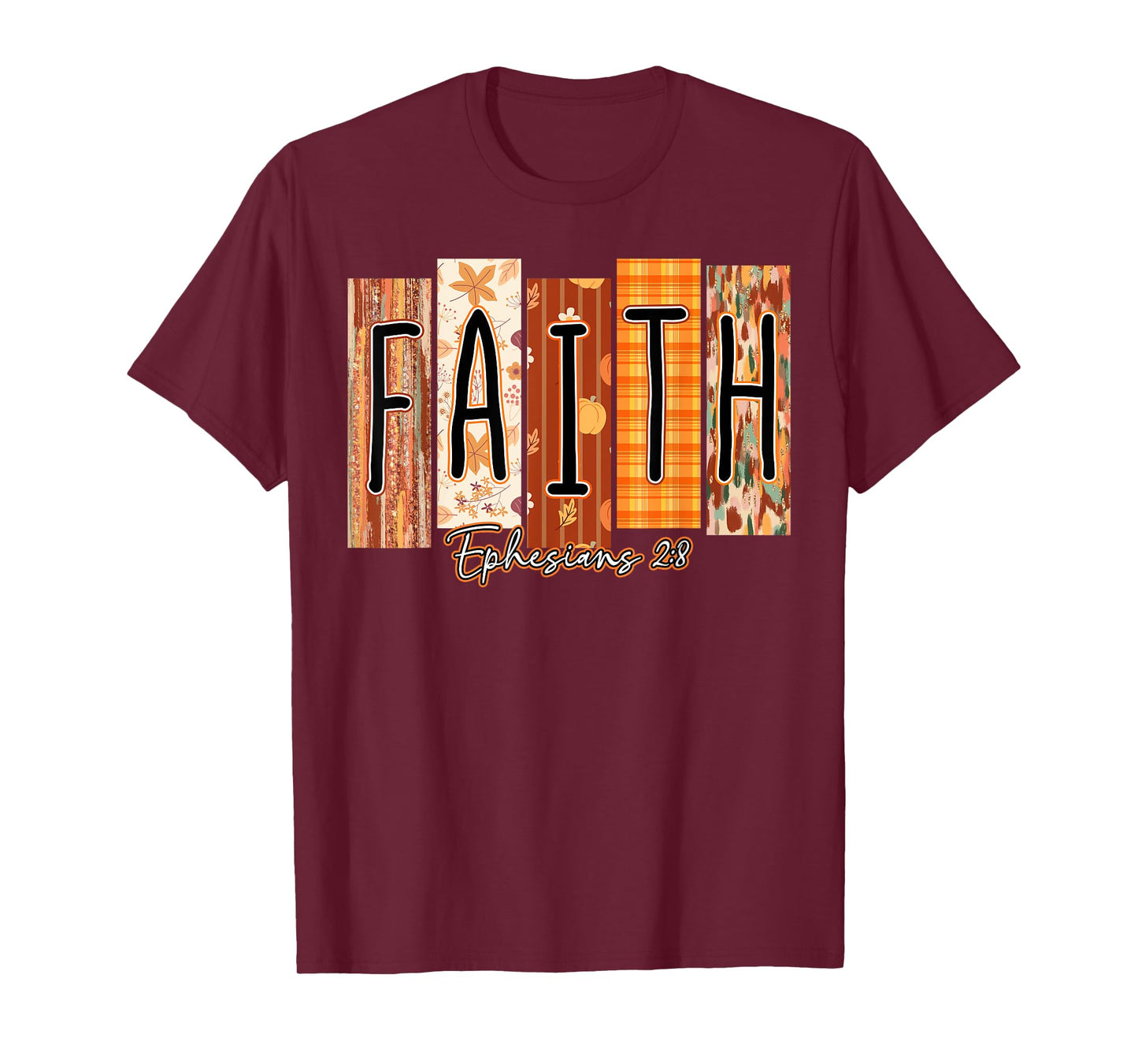 Faith Ephesians 2:8 Bible Verse Fall Christian Pumpkin T-Shirt