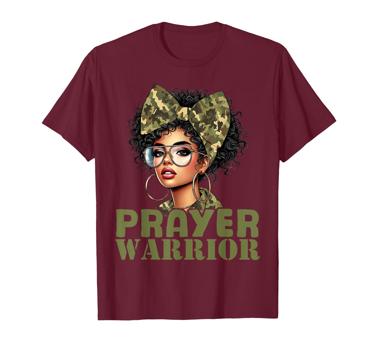 Praying Black Woman Afro Christian Sayings Prayer Warrior T-Shirt