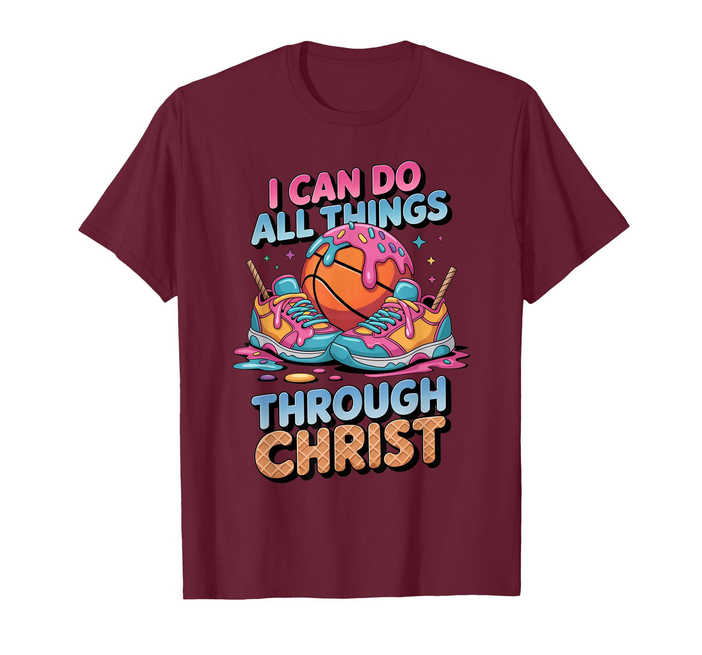 Christian Basketball Shirts Boys Ice Cream Philippians 4:13 T-Shirt