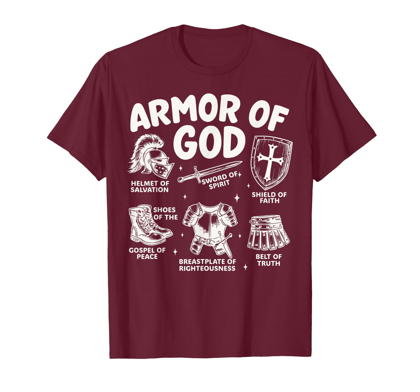Armor of God Christian Battle Gear Bible Verse Ephesians T-Shirt