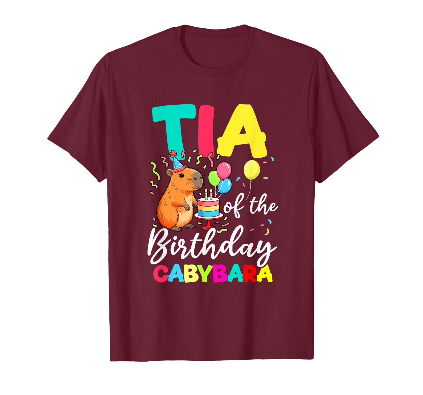 Tia of The Birthday Capybara Girl Bday Party Family T-Shirt