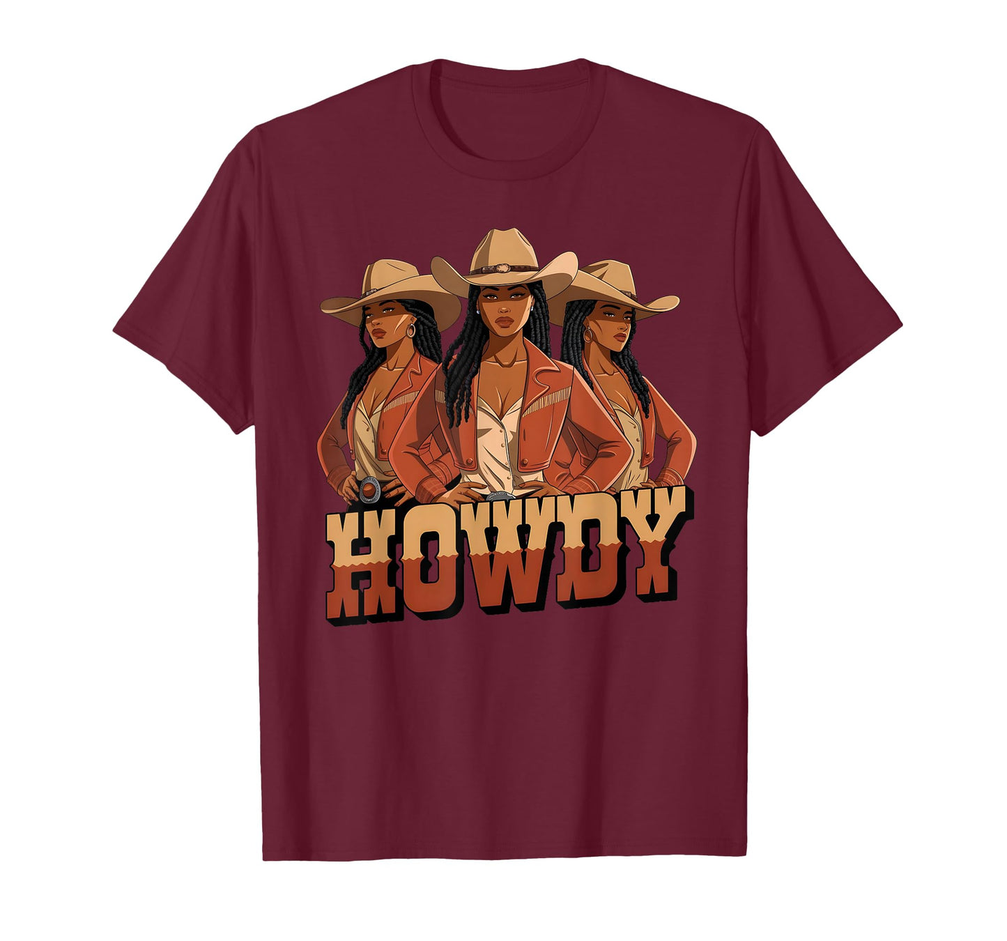 Howdy Retro Western Melanin Black Cowgirl African Women T-Shirt