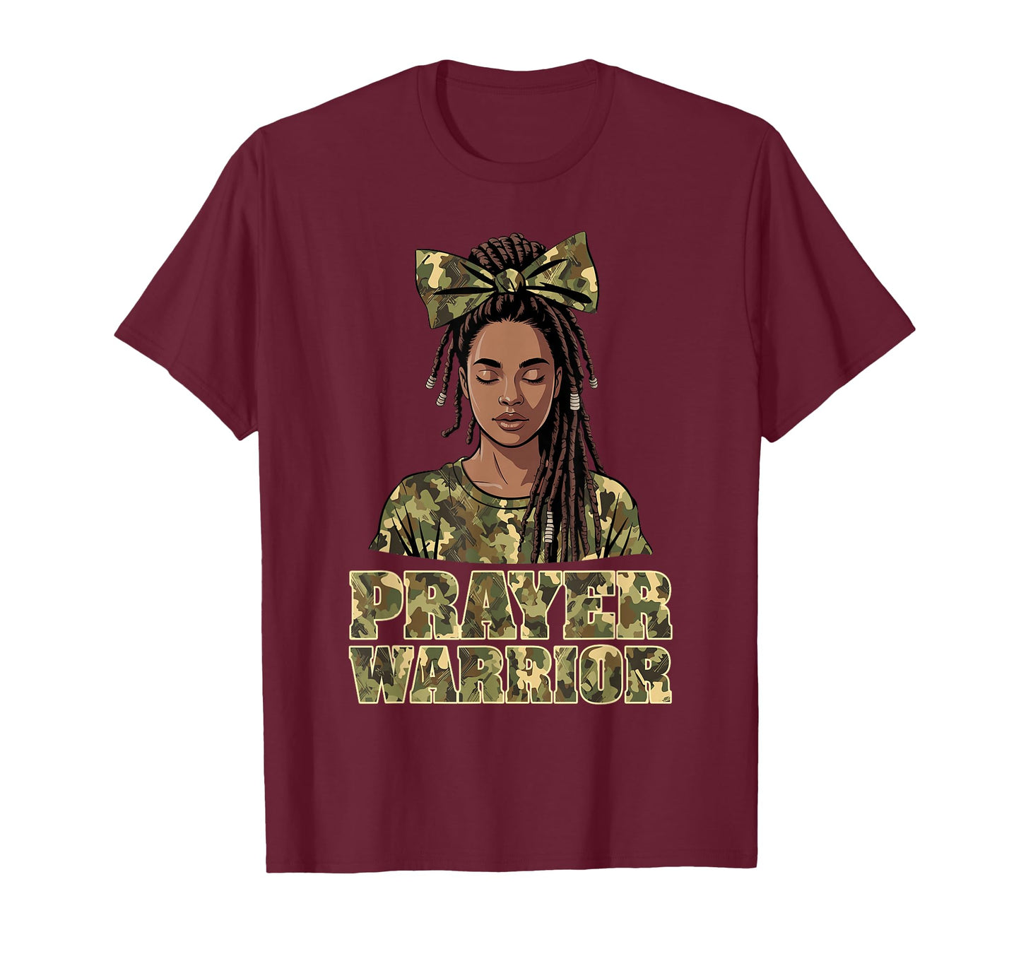Prayer Warrior Locs Christian Black Woman Camo Bandana T-Shirt