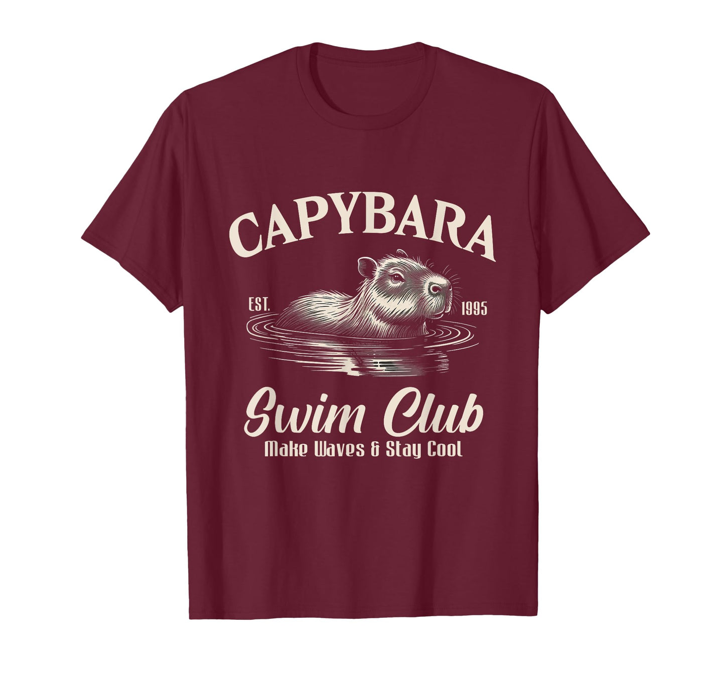 Capybara Swim Club Make Waves Stay Cool Aesthetic T-Shirt