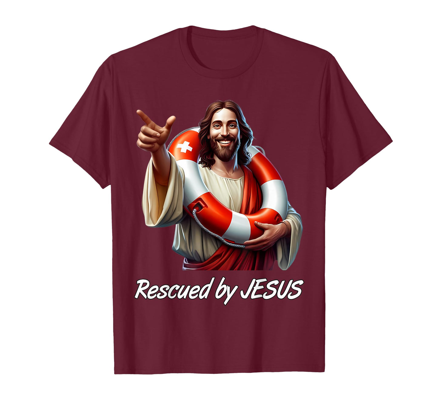 Rescued By Jesus Funny Life Float Preserver T-Shirt