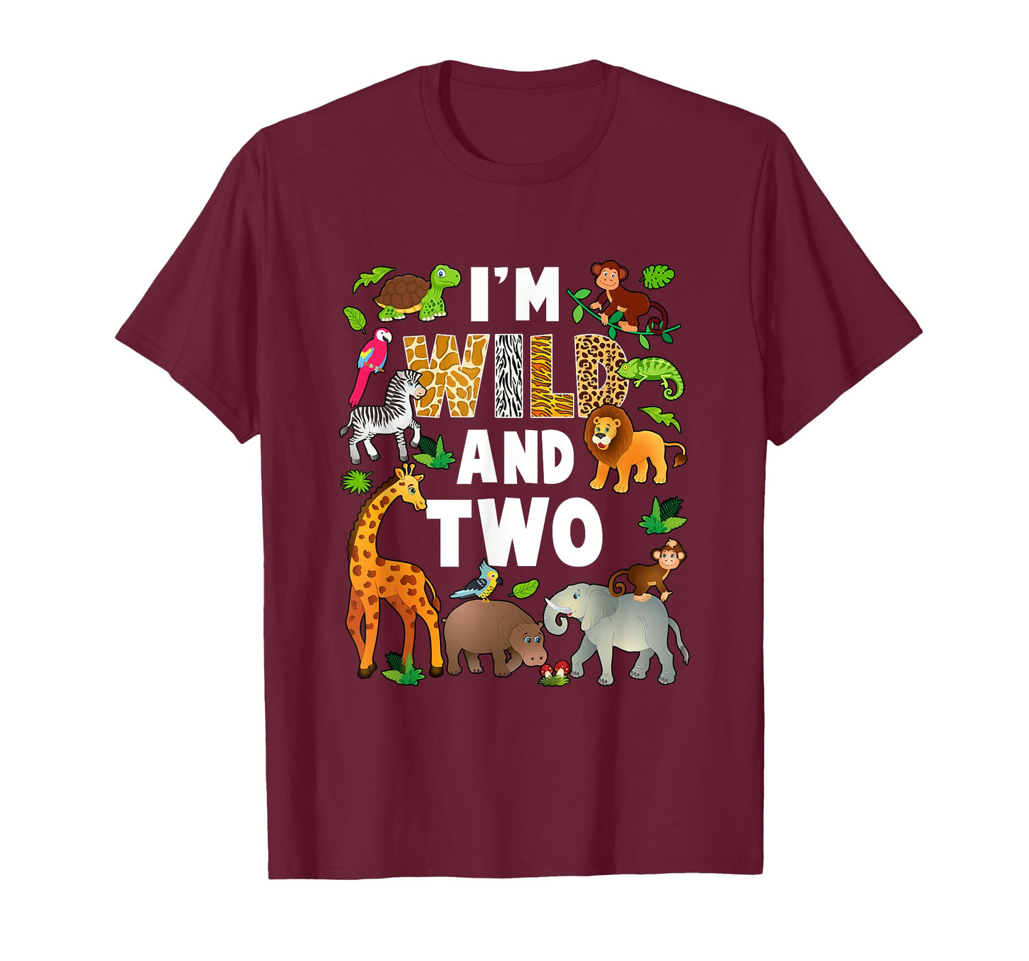 I'm Wild And Two 2 Year Old 2Nd Birthday Safari Jungle T-Shirt