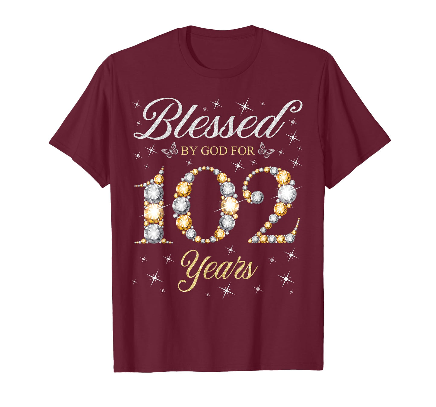 Blessed By God For 102 Years Old 102nd Birthday B-Day Party T-Shirt
