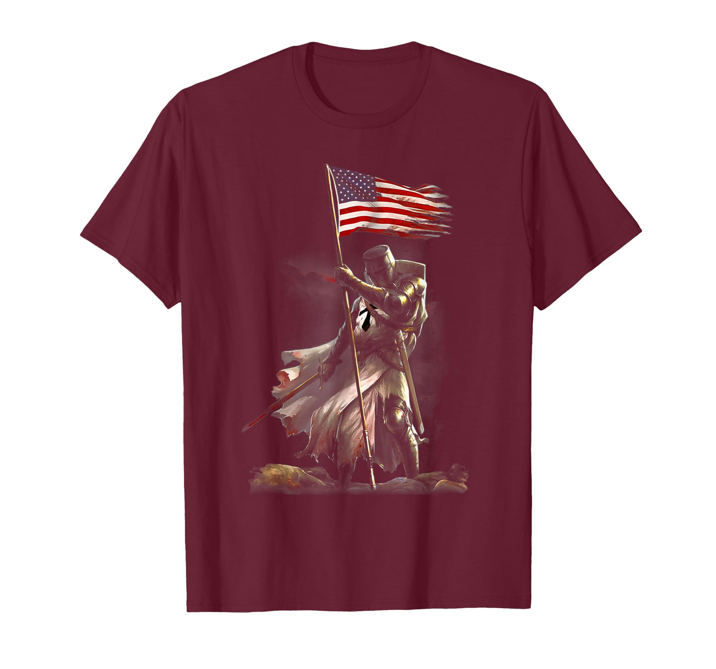 black - knight flag - veteran day - American flag T-Shirt