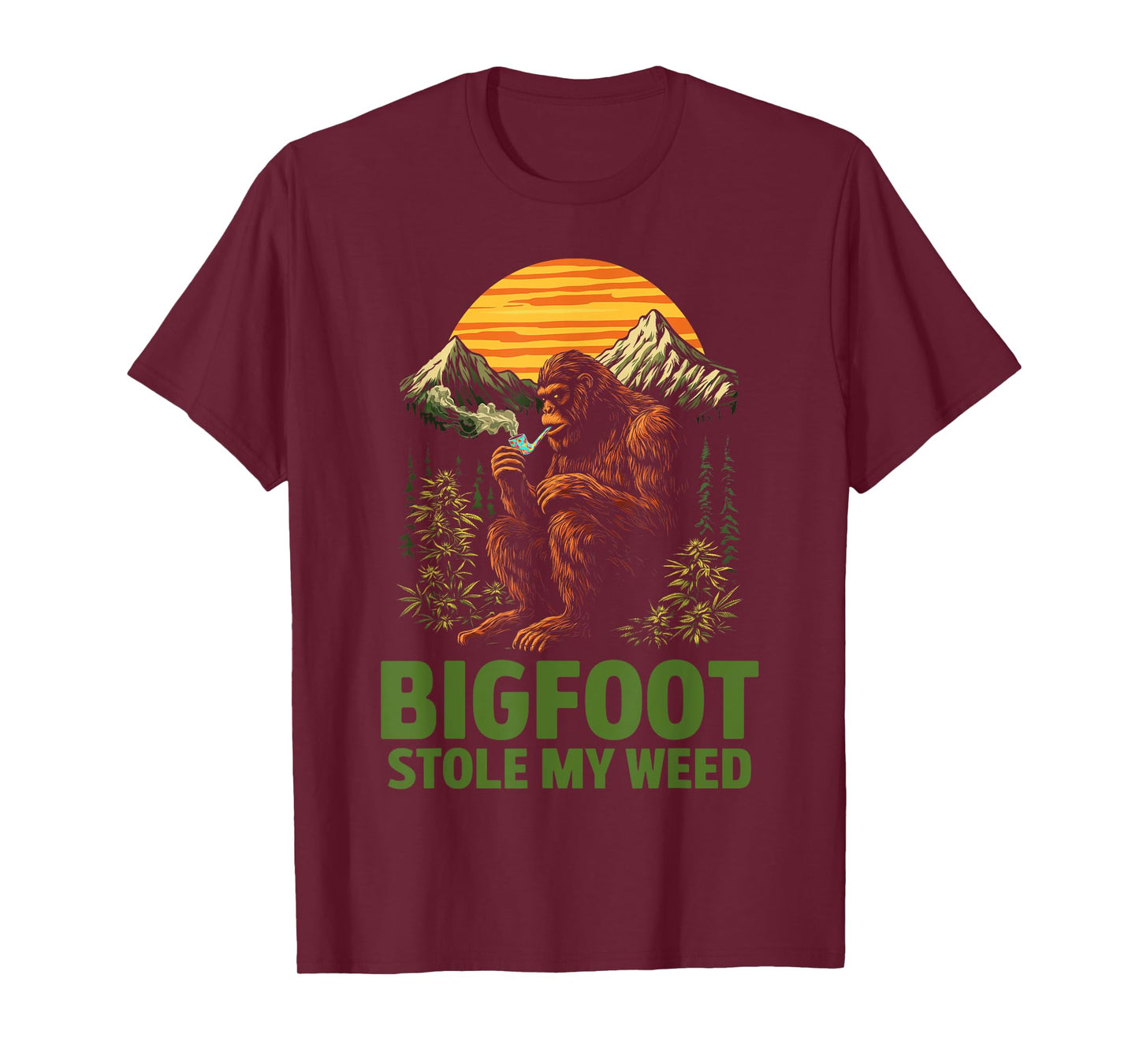 Funny Bigfoot Stole My Weed 420 Marijuana Retro Vintage Men T-Shirt