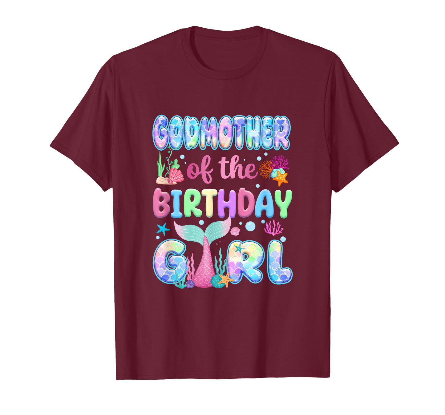 Godmother Of The Birthday Mermaid Girl Family Matching Party T-Shirt