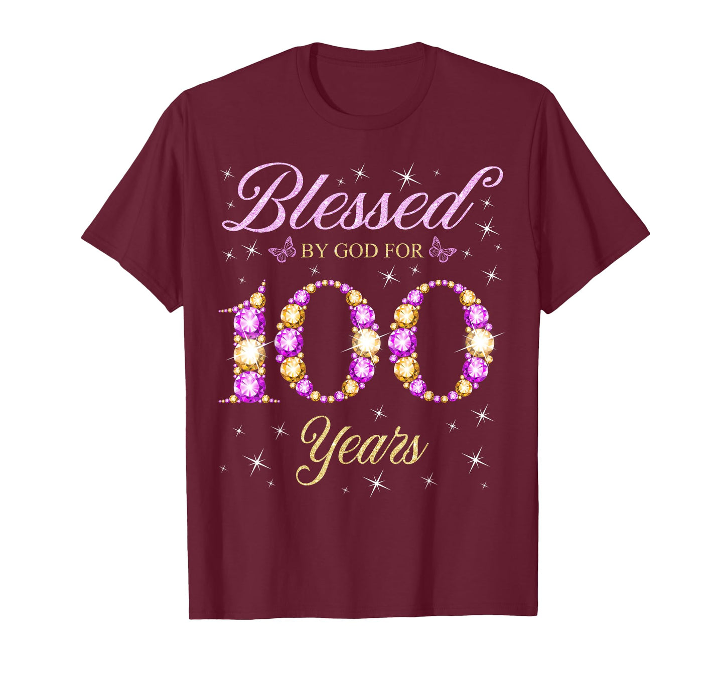 Blessed By God For 100 Years Old 100th Birthday Party Queens T-Shirt