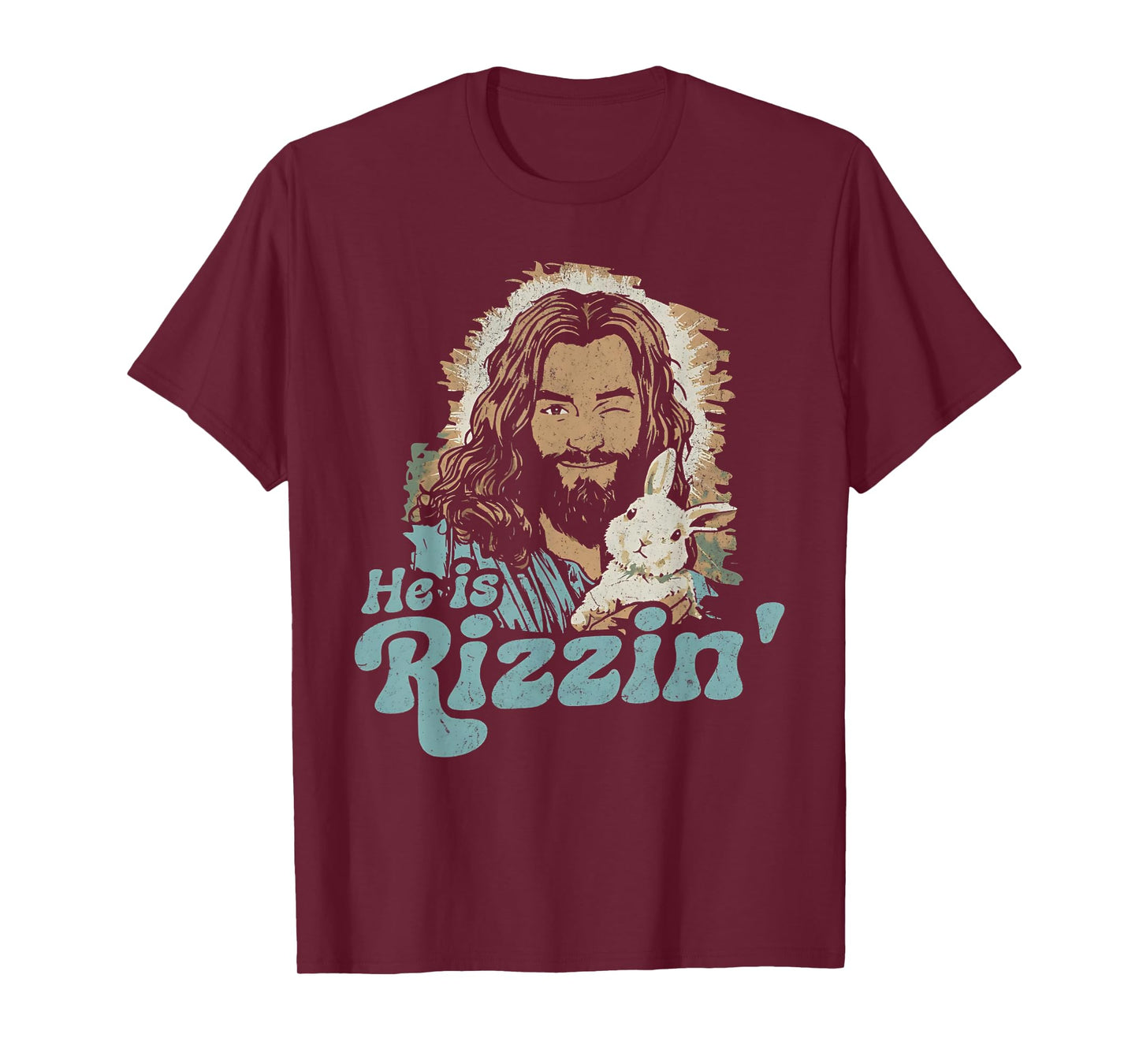 He Is Rizzin Funny Cute Jesus Bunny Easter Christian Men Boy T-Shirt