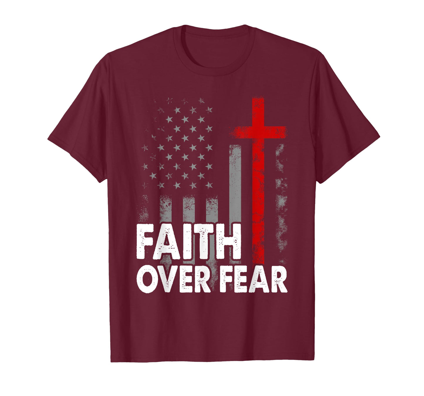 America Pride US Flag Faith Over Fear Prayer T-Shirt