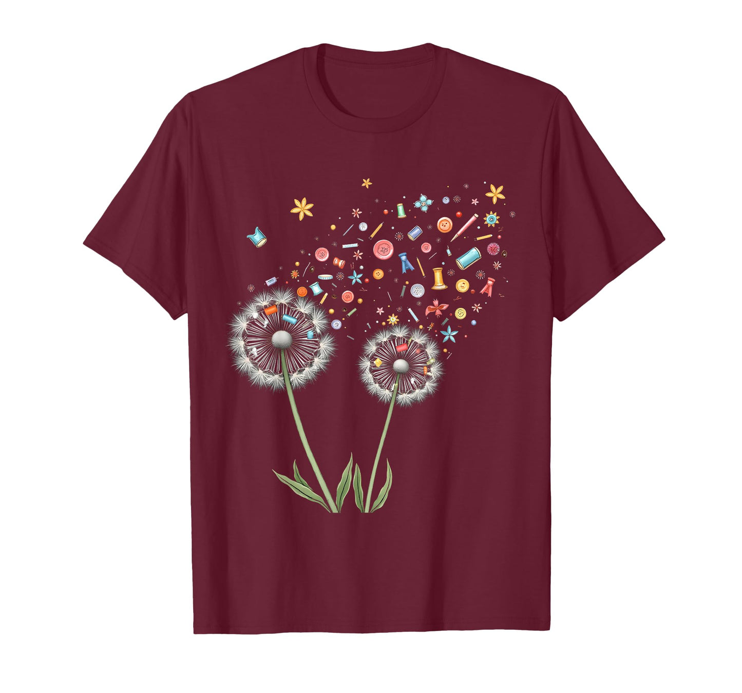 Cute Sewing Dandelion Flowers Quilting Quilter Sewer Tee T-Shirt