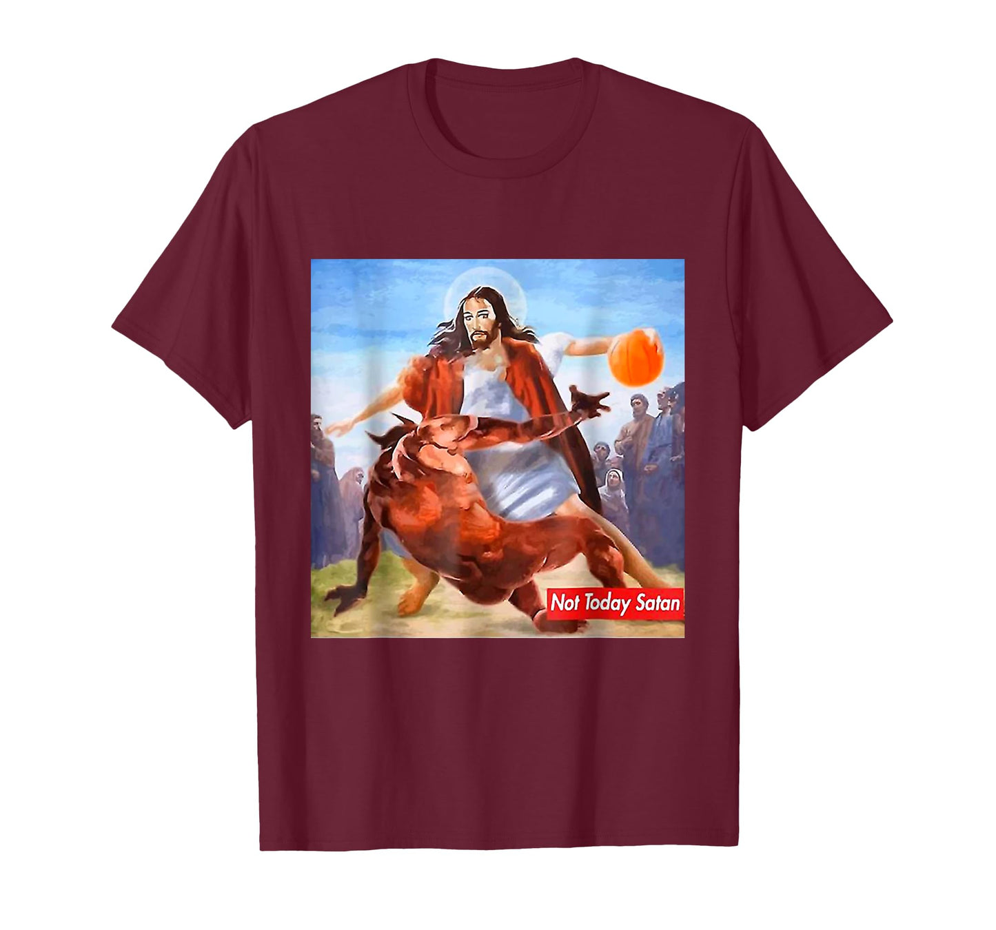 Not Today Satan Jesus Basketball Meme - Christian Faith T-Shirt
