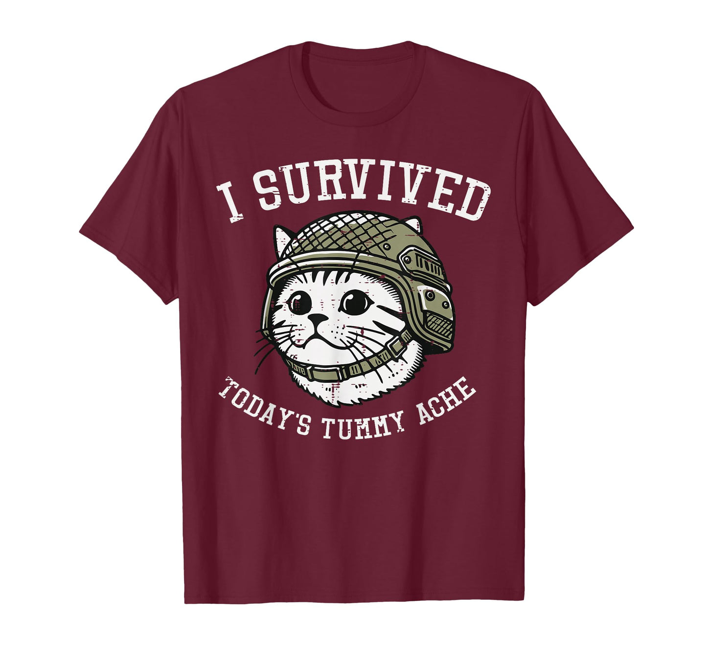 I Survived Todays Tummy Ache Cat Funny Saying Cringe Weird T-Shirt