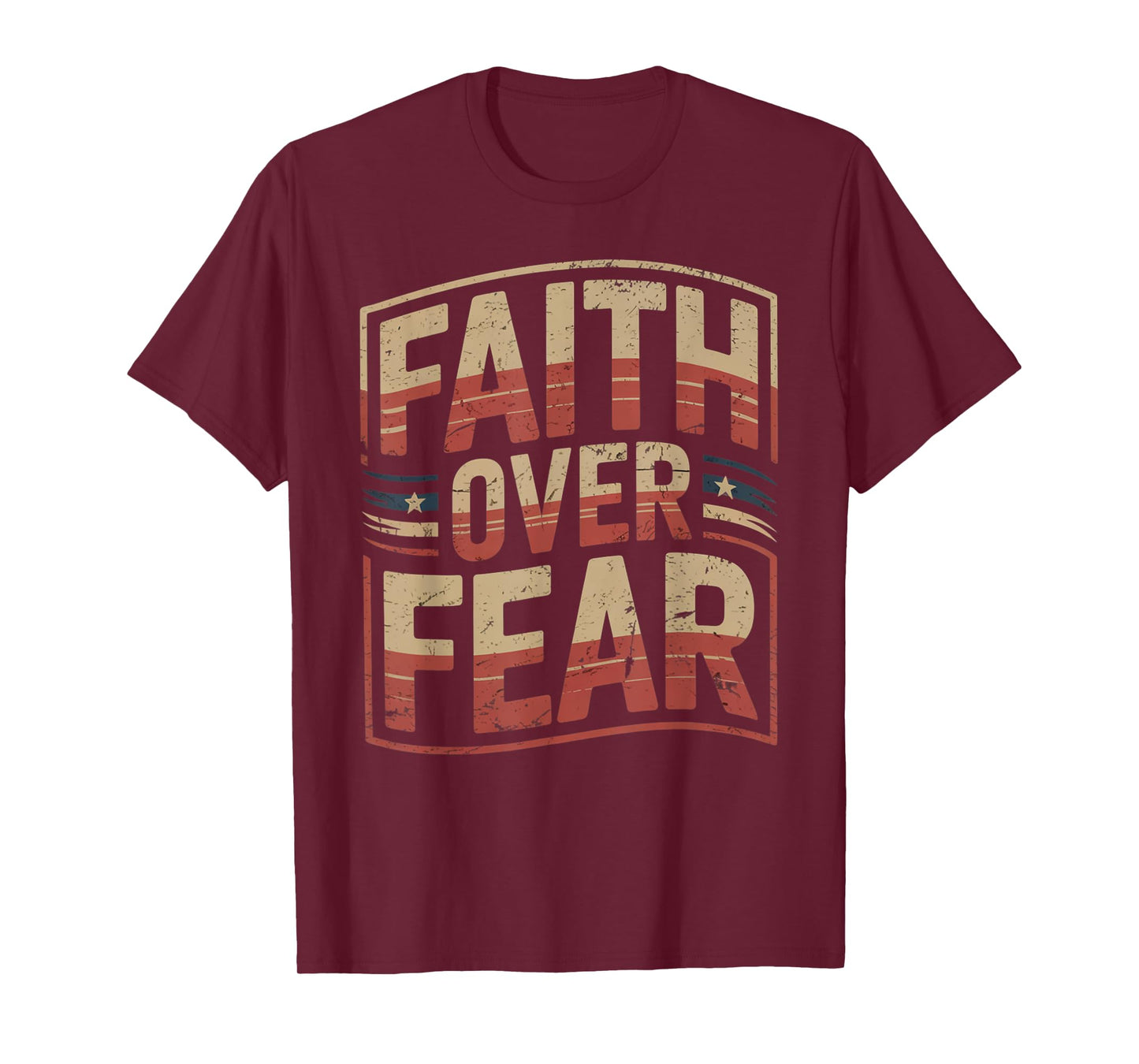 America Pride US Flag Faith Over Fear Prayer T-Shirt