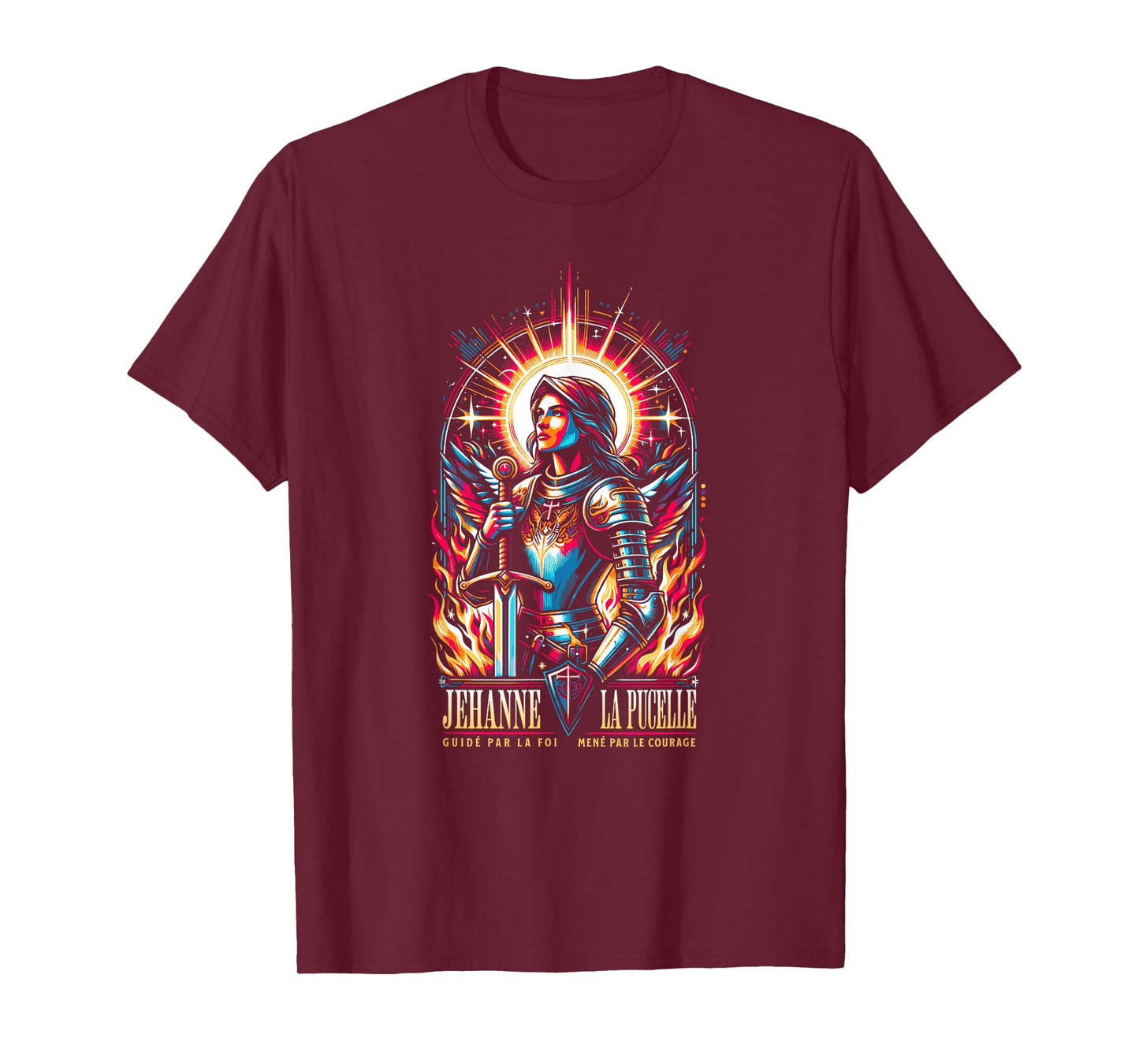 Joan of Arc Guided by Faith Led by Courage in French T-Shirt