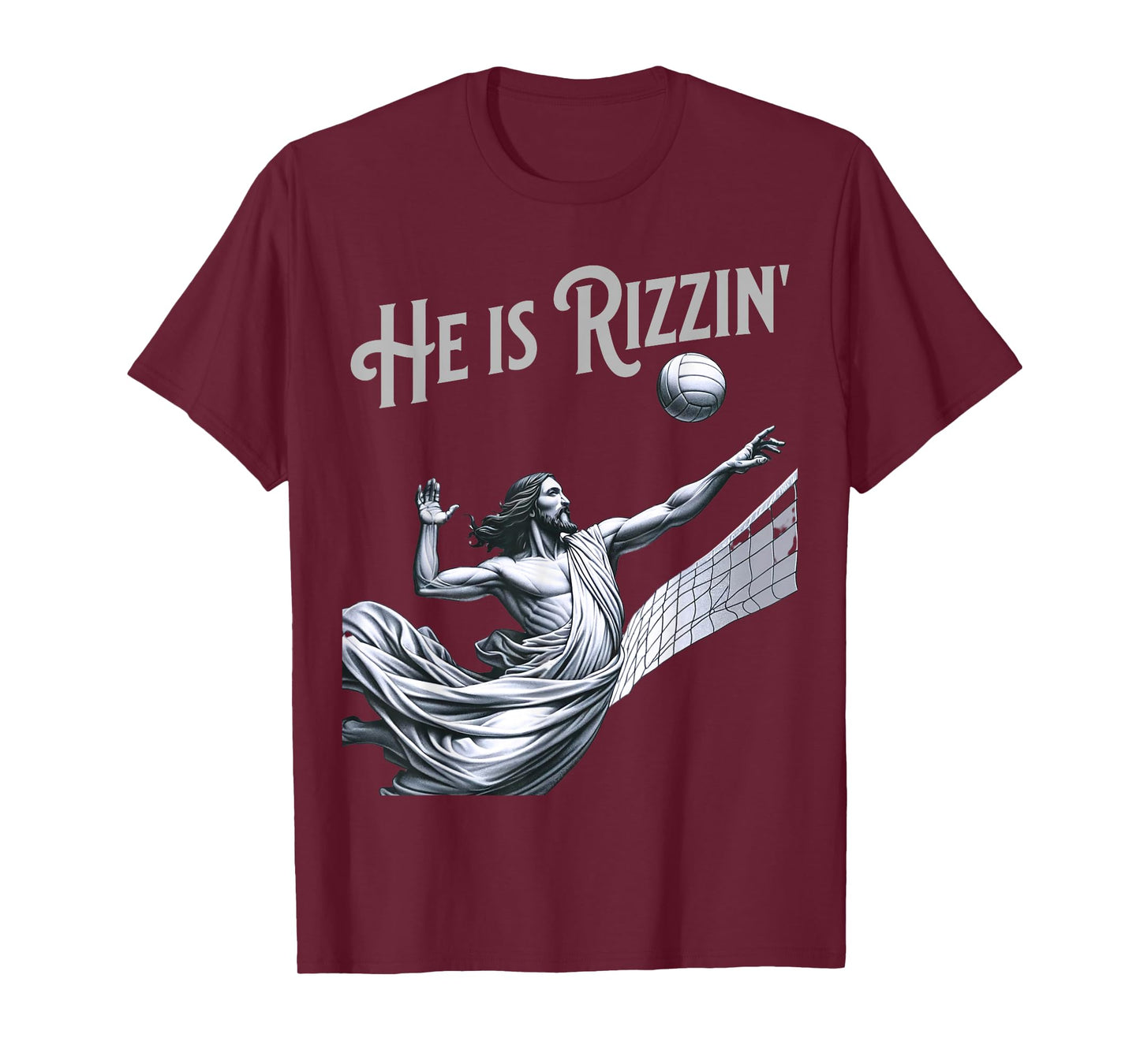 He is Rizzin Jesus Playing Volleyball Funny Sports Rizz T-Shirt