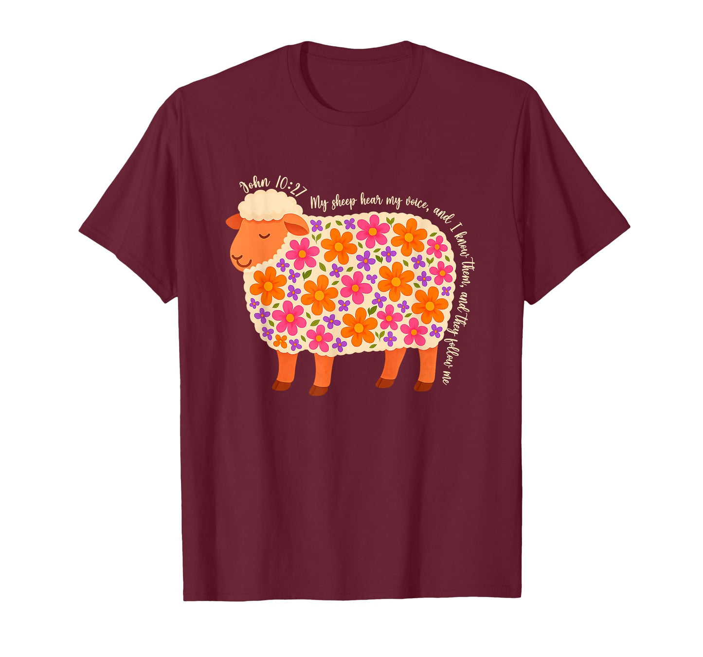 Bible Verse Floral Sheep My Sheep Hear My Voice Religious T-Shirt