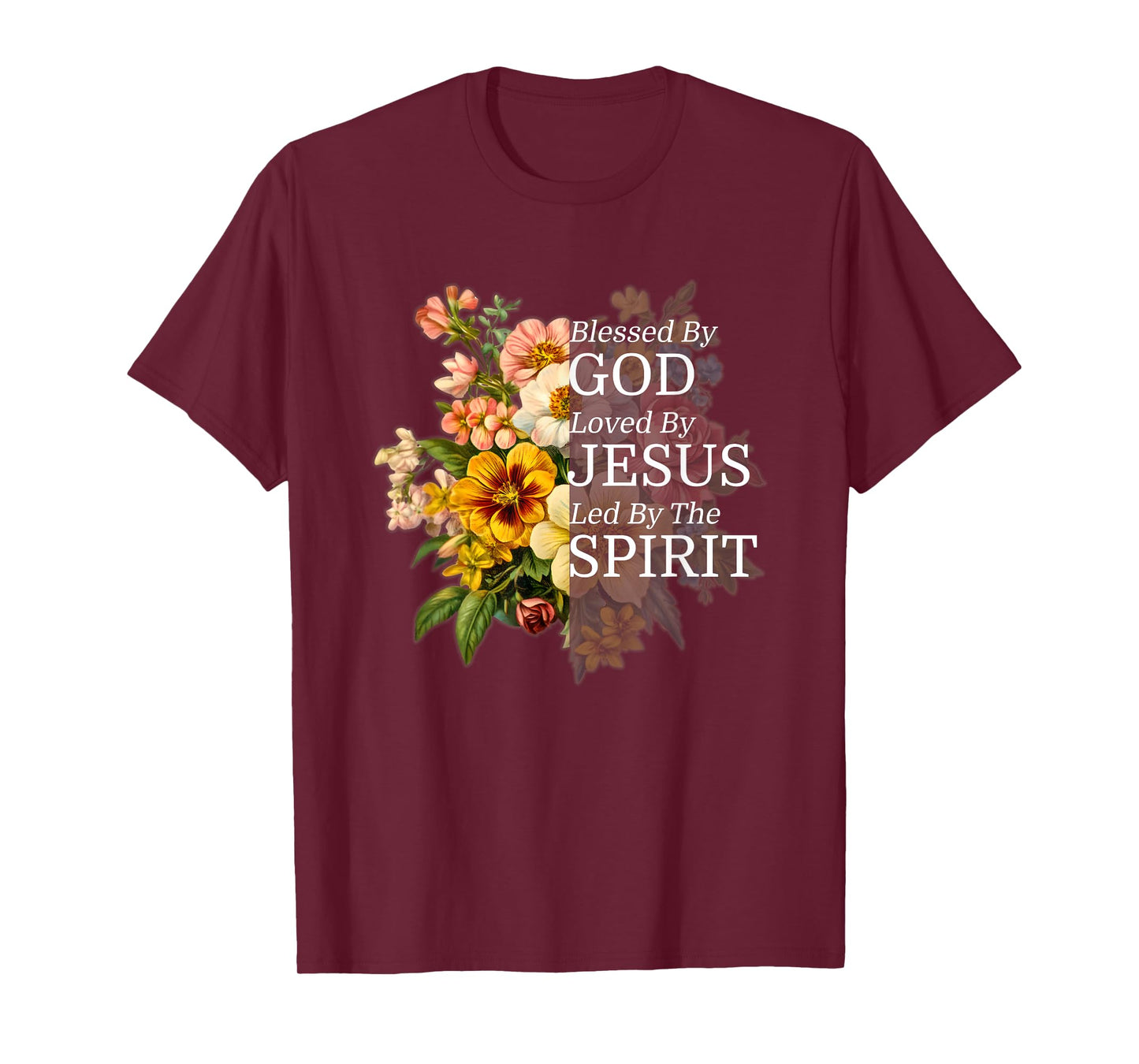 Blessed By God Loved By Jesus Vintage Wild Flower Christian T-Shirt