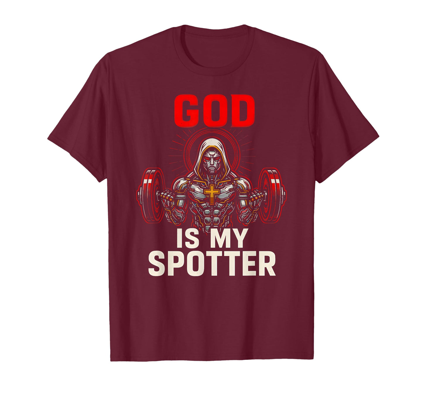 Christian Fitness God is My Spotter Cool Mens Religious T-Shirt