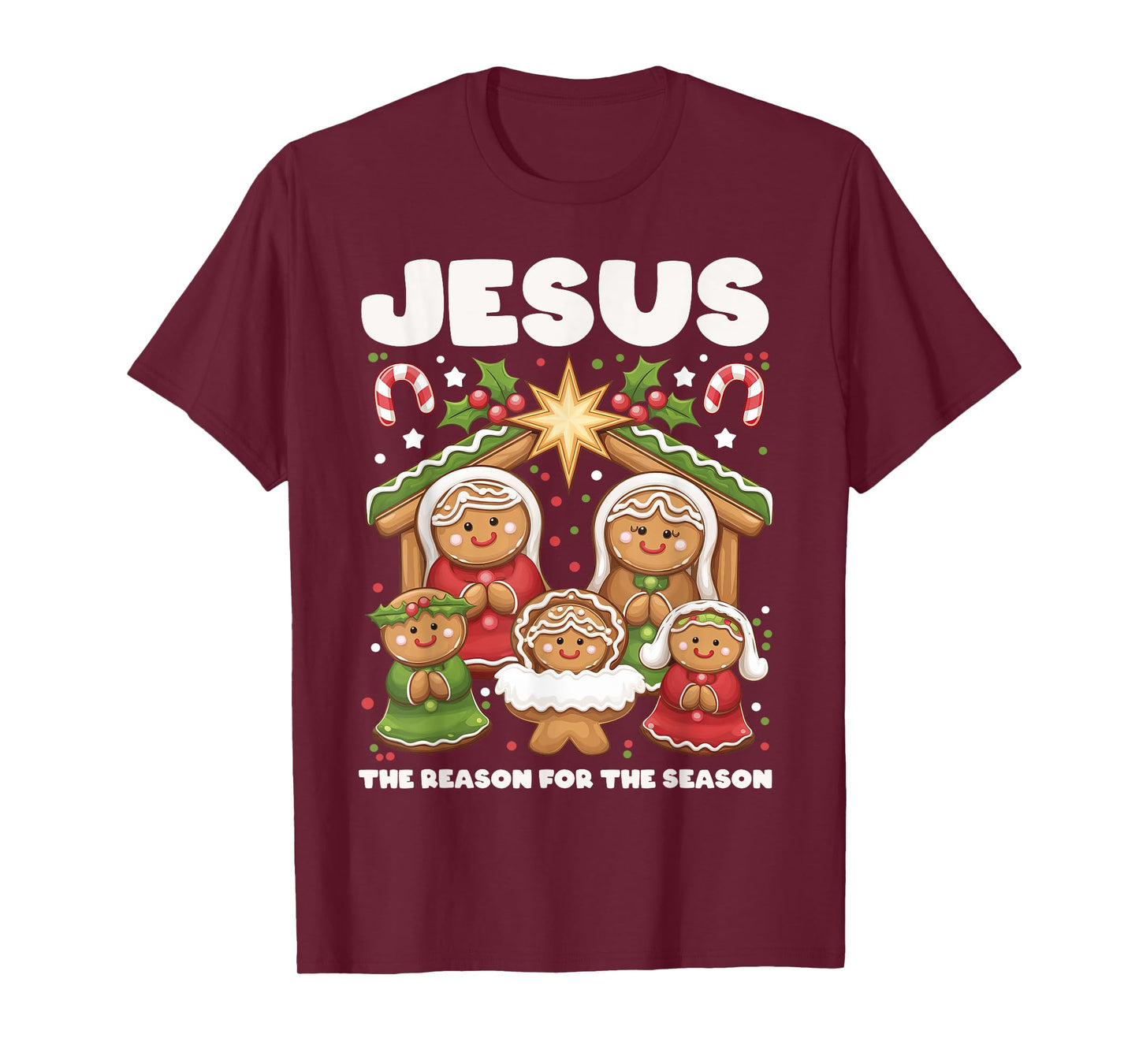Jesus The Reason Gingerbread Christmas Christian Nativity T-Shirt