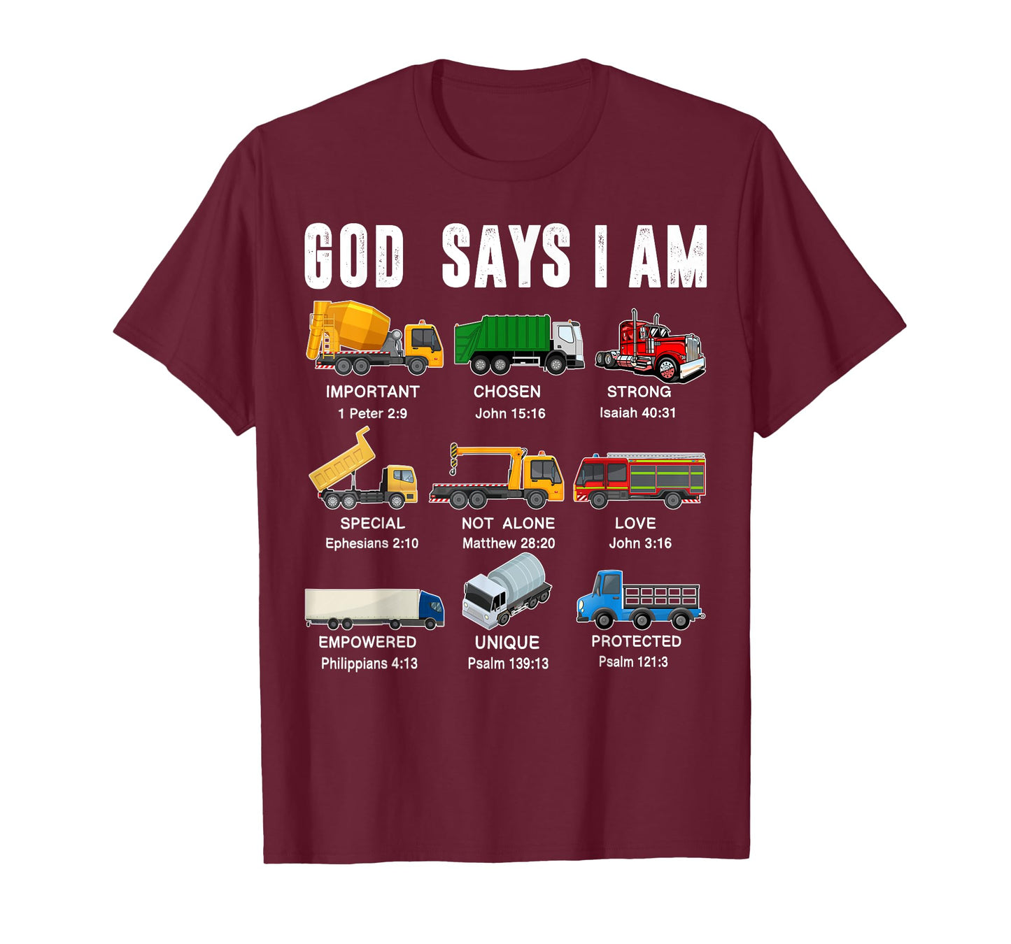 Toddler Boy God Says I Am Garbage Truck Fire Christian Jesus T-Shirt