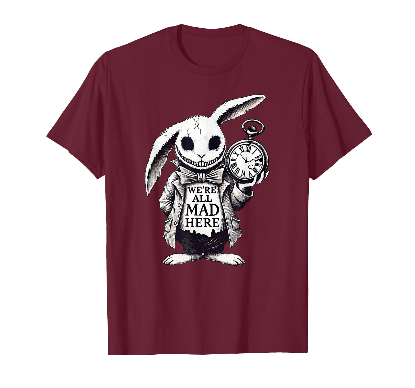 Alice in Wonderland - We're All Mad Here Rabbit Hatter Quote T-Shirt