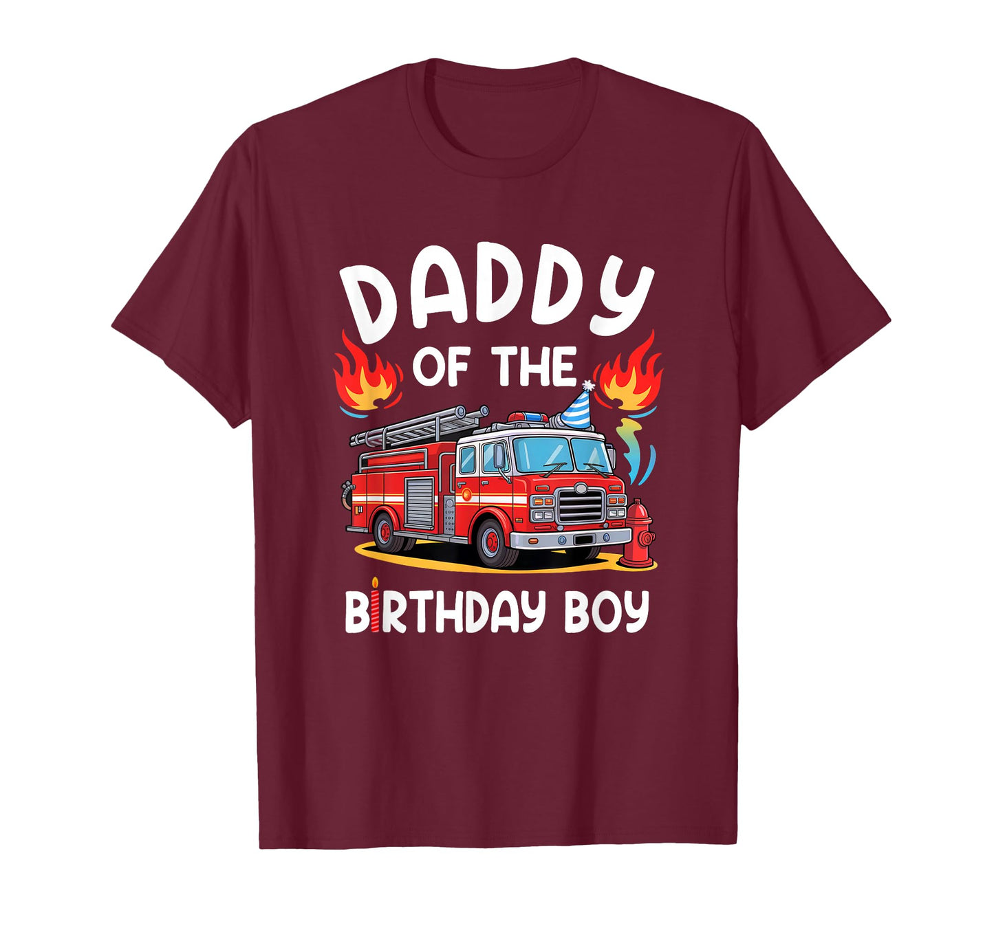 Daddy Of The Birthday Boy Fire Truck Firefighter 1St Party T-Shirt