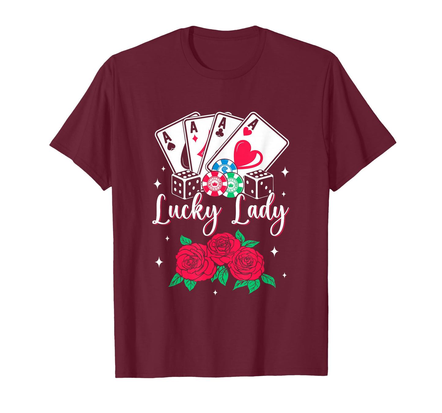 Lucky Lady Poker Player Gambling Casino Design Women T-Shirt