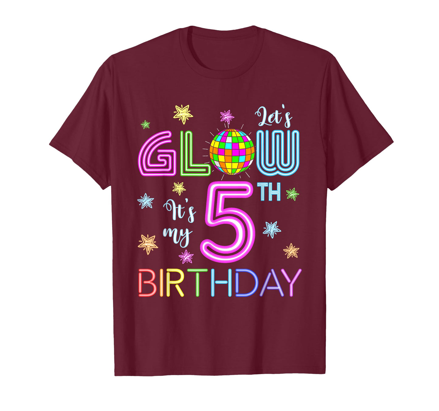 Lets Crazy It's My 5th Birthday Glowing 80s 5 Year Old T-Shirt
