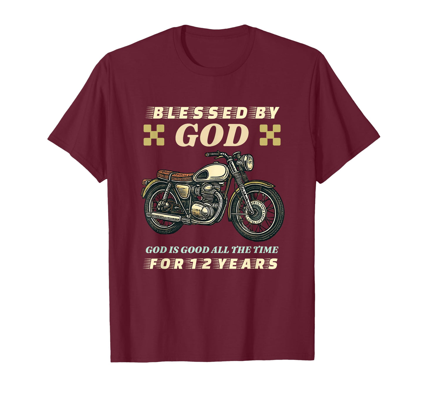 Blessed by God for 12 Years Old Motorcycle 12th Birthday Boy T-Shirt