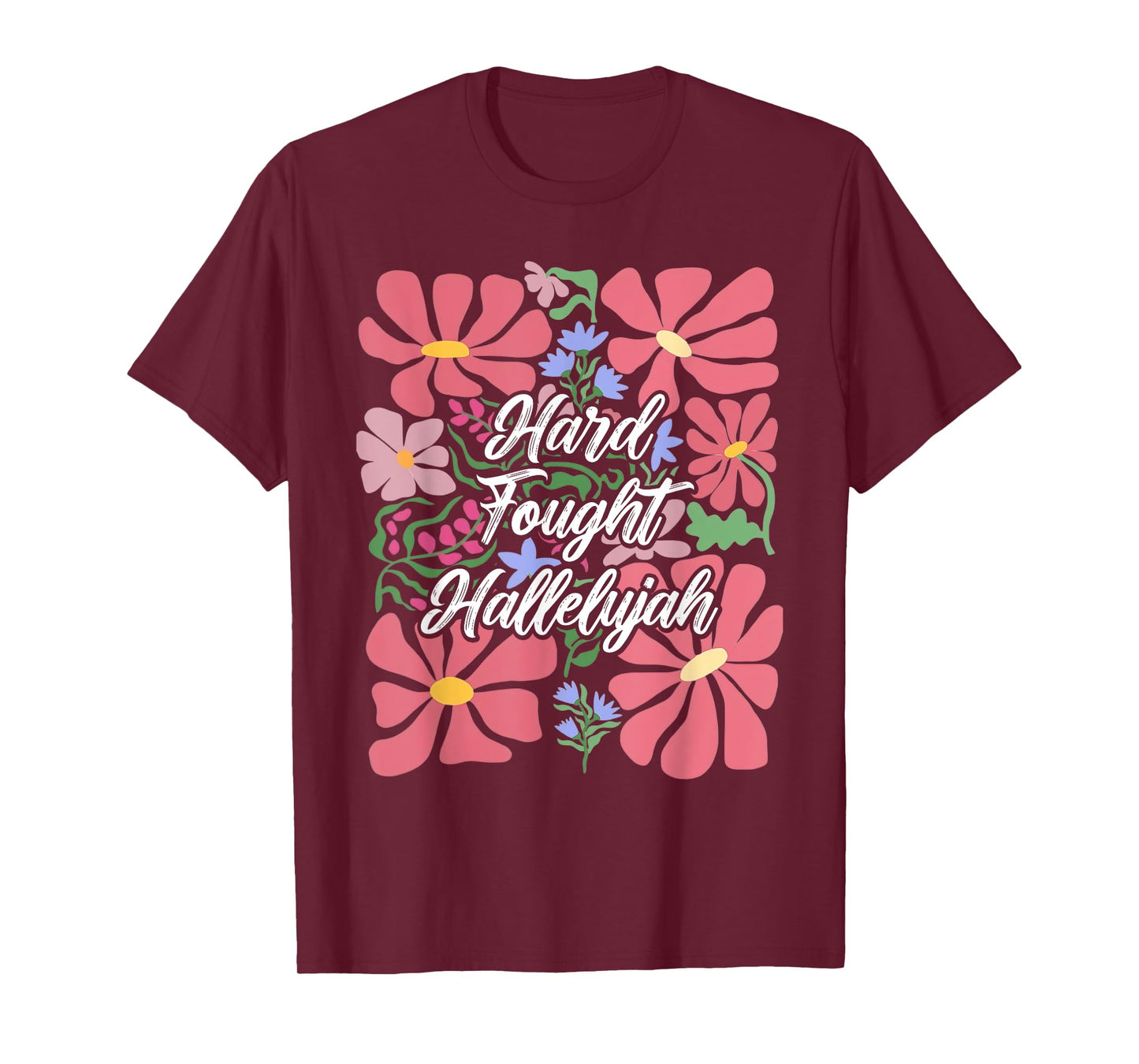 Boho Retro Christian Hard Fought Hallelujah Men Women T-Shirt