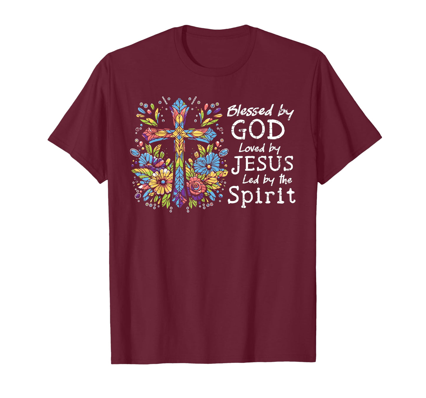 Blessed by God Loved by Jesus Christian Cute Tee Butterfly T-Shirt
