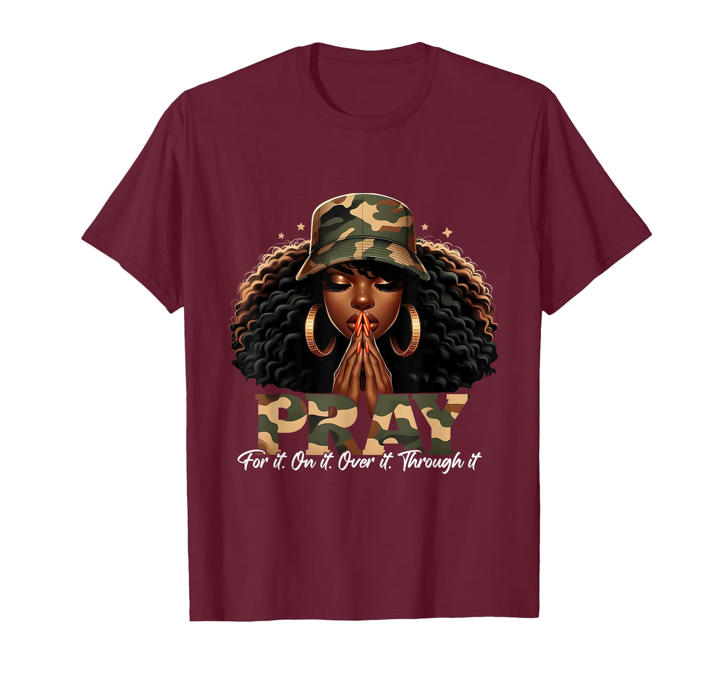 Faith Camo Pray Christian Inspirational Black Woman T-Shirt