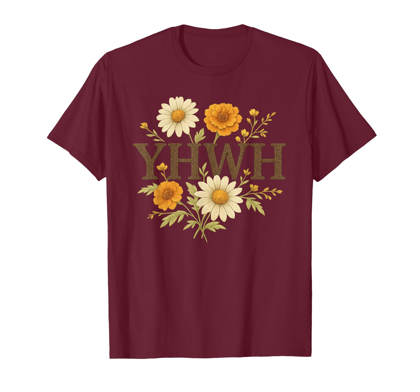 YHWH Floral Name of God Christian Faith T-Shirt