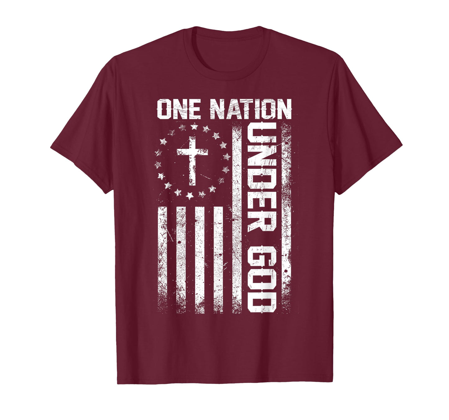 One Nation Under God Flag 4th Of July Patriotic Christian T-Shirt