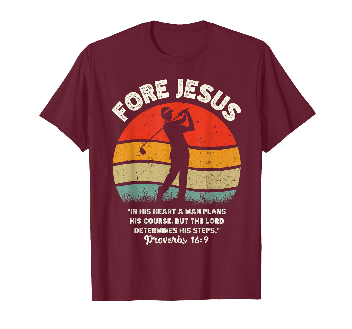 FORE Jesus Christian Golf Retro 70s Religious Golfing Men's T-Shirt