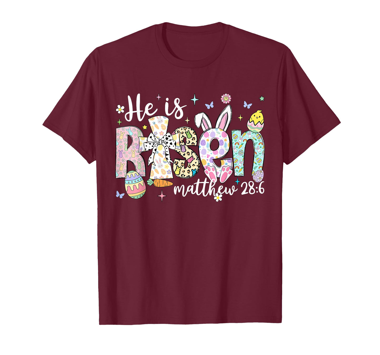 He is Risen Jesus Christian Happy Easter Women Kids Girls T-Shirt