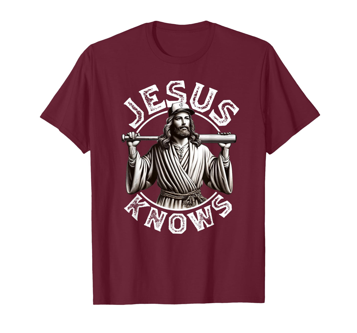 Jesus Knows Baseball Faith-Based Sports Christian Baseball T-Shirt