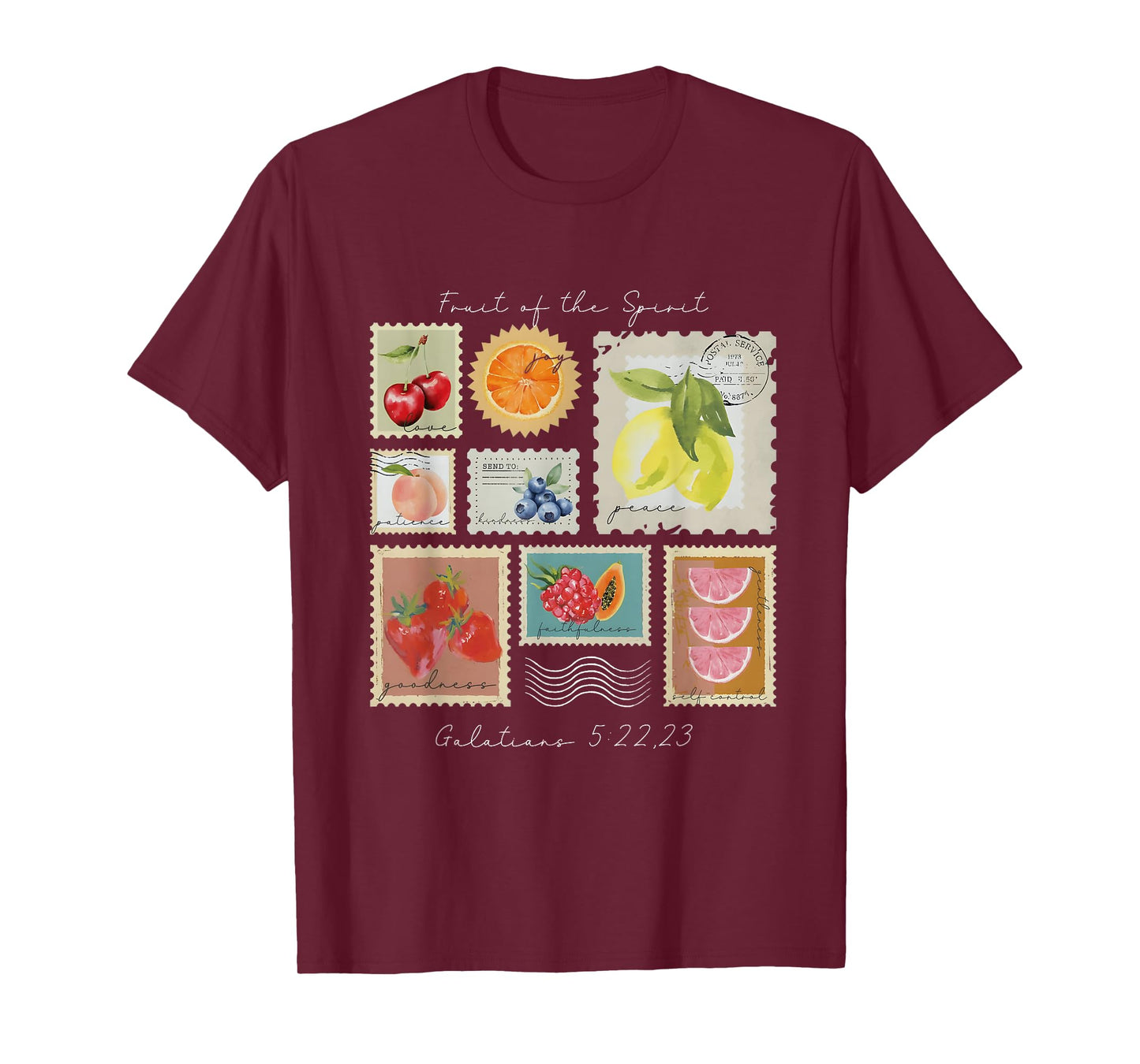 Fruit of The Spirit Summer Fruit Stamp Faith Based Christian T-Shirt
