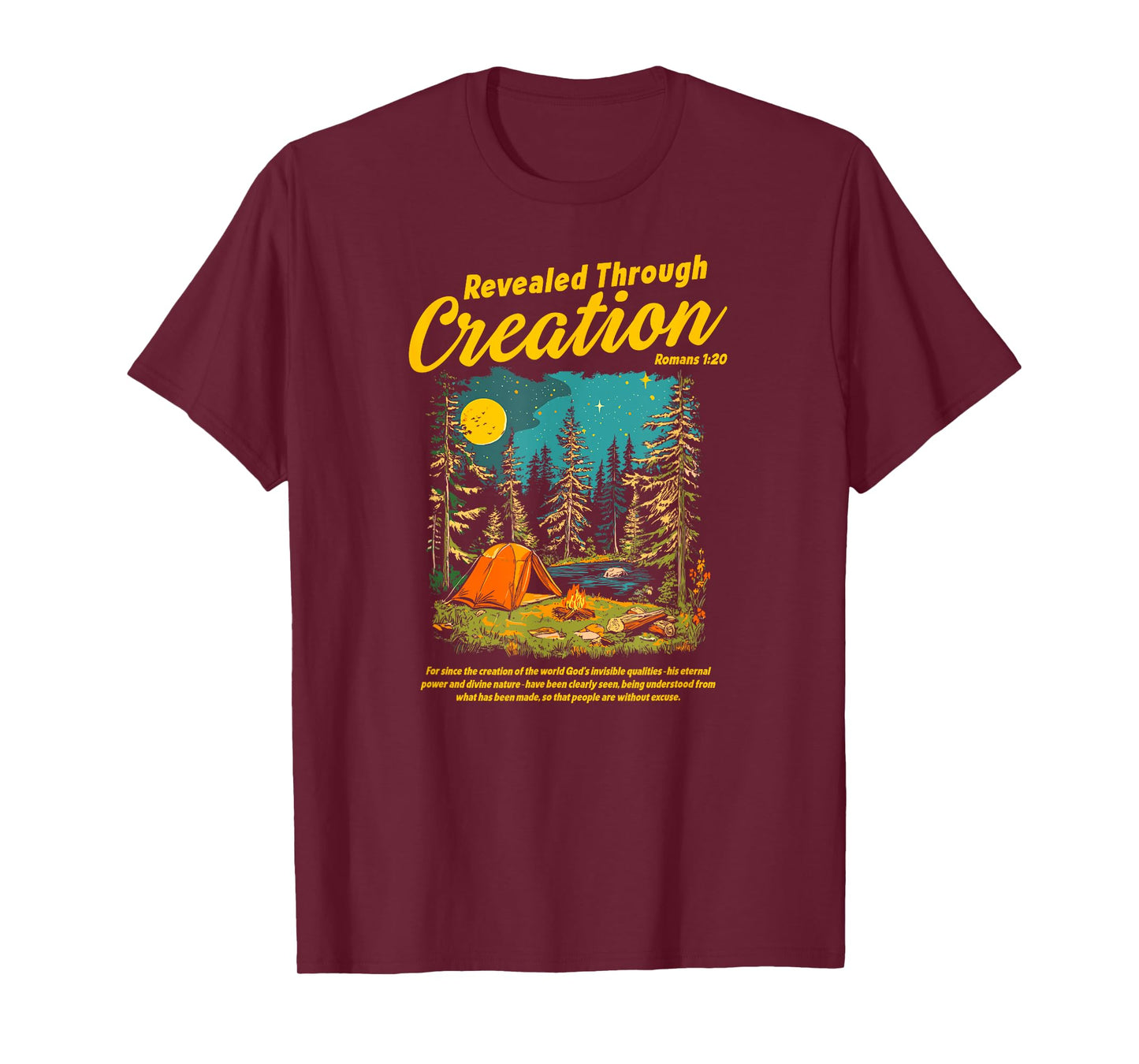 Through Creation Romans 1:20 Bible Verse Christian Camping T-Shirt