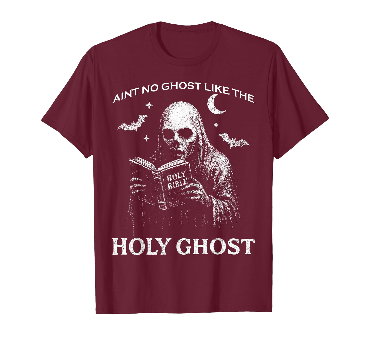 Holy Ghost Creepy Realistic Distressed Halloween Bible Shirt T-Shirt