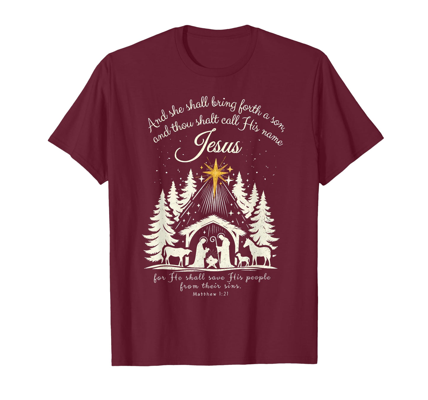 Jesus Christian Christmas Xmas Tree Family Pajamas Holiday T-Shirt
