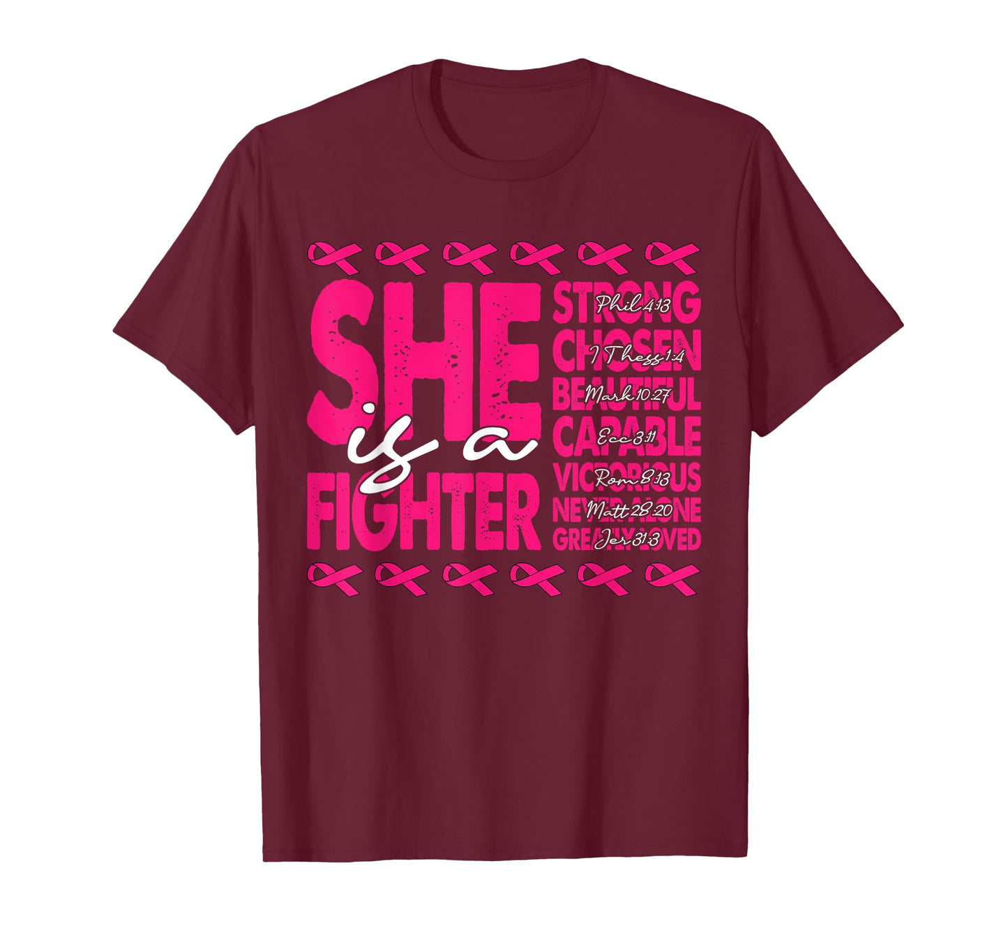 She is A Fighter Christian Women Breast Cancer Warrior Wear T-Shirt
